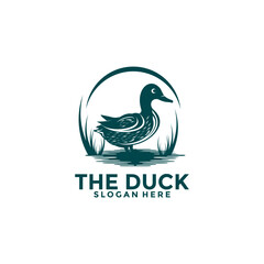 Fototapeta na wymiar Duck Vector , Mallard logo hunting. Duck farm Logo Vector illustration Template