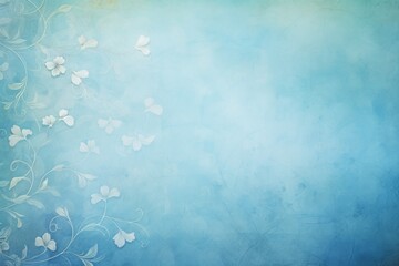 Fototapeta na wymiar Azure soft pastel background parchment with a thin barely noticeable floral ornament background pattern 