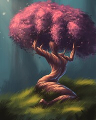 Hand drawn illustration of a woman tree