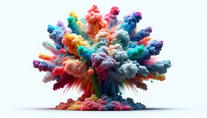 Escenario Abstracto de Nubes Coloridas Desplegando un Estallido o Explosi&oacute;n de Dise&ntilde;o Vibrante, Intenso y Creativo en un Fondo Minimalista y Surrealista
