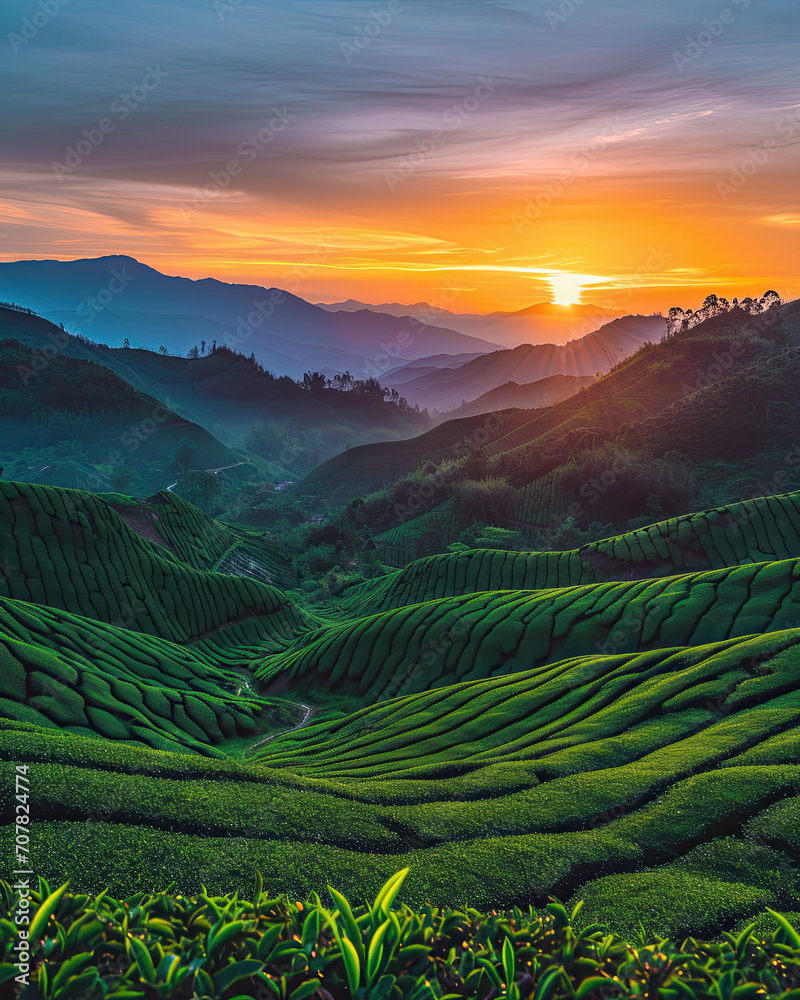 Wall mural tea plantation