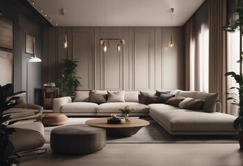Fototapeta na wymiar Interior of living room with sofa 3d rendering