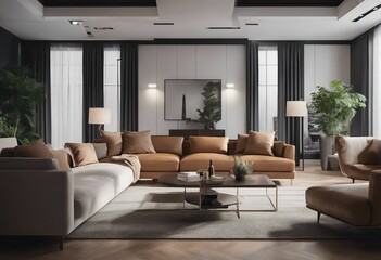 Obraz na płótnie Canvas Interior of living room with sofa rendering
