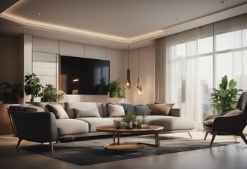 Fototapeta na wymiar Interior of living room with sofa rendering