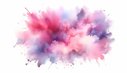 Abstract pink and purple watercolor splashes background. 