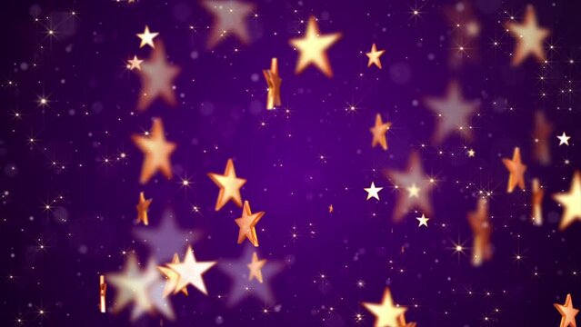 gold star particles on an elegant dark purple gradient background. This luxury glitzy animation is suitable as an awards ceremony or talent show background. 