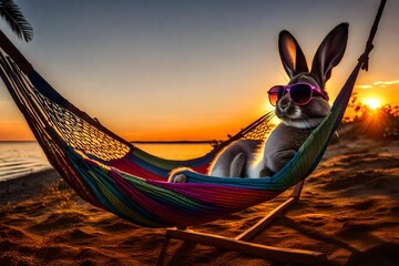 Craft a series of social media posts featuring the cool bunny with sunglasses, sharing its favorite spots and fashion inspirations in the colorful world