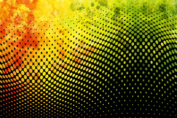 illustration of a halftone background with gradient and watercolor splashes on black
