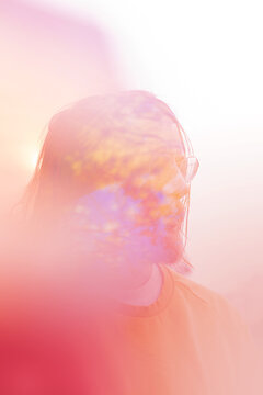 person on abstract background