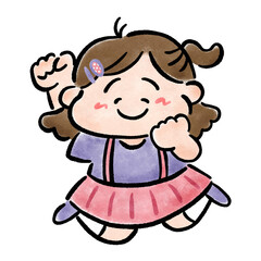 元気にジャンプする女の子のイラスト素材