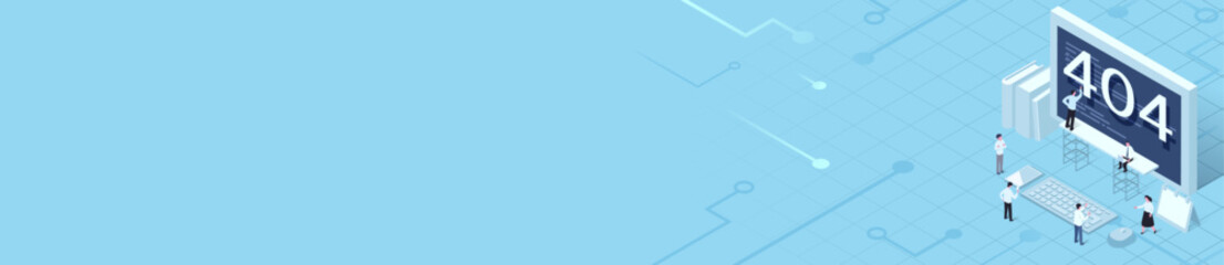 isometric design background banner illustration ,404 error page design concept