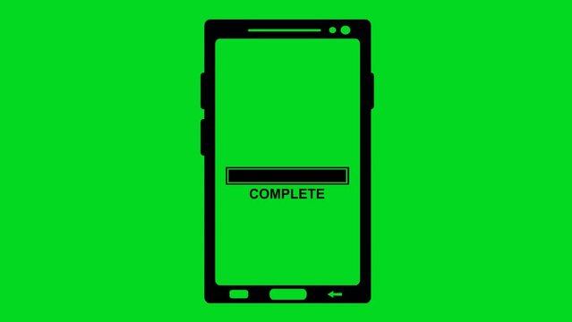video animation black icon update for mobile phone or smartphone device electronic. On a green chroma key background
