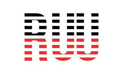 RUU three initial letter iconic line negative space minimal logo design vector template. monogram, abstract, wordmark, business, typography, minimalist, brand, company, flat, modern, unique, simple