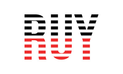 RUY three initial letter iconic line negative space minimal logo design vector template. monogram, abstract, wordmark, business, typography, minimalist, brand, company, flat, modern, unique, simple