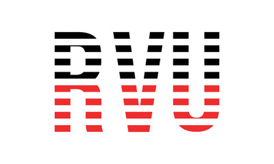 RVU three initial letter iconic line negative space minimal logo design vector template. monogram, abstract, wordmark, business, typography, minimalist, brand, company, flat, modern, unique, simple