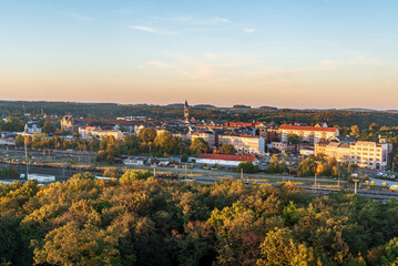 Naklejka premium View from lookout tower on Barenstein hill above Plauen city in Germany
