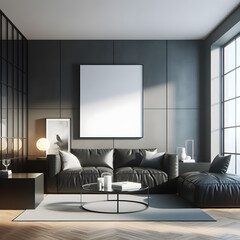 modern living room interior with fireplace