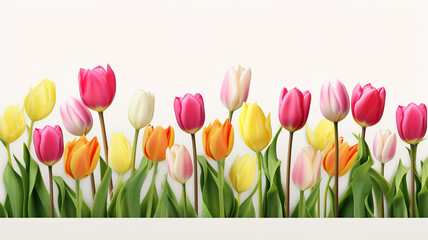 Fresh spring tulips isolated on a white background. Generative AI