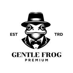 Frog Gentleman Vintage logo icon design template