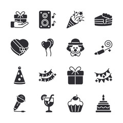 birthday party icons set