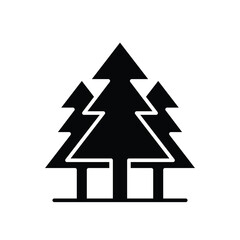 Pine tree icon. Simple solid style. Three trees, fir, evergreen, forest concept. Silhouette, glyph symbol. Vector illustration isolated.