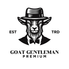 Goat Gentleman Vintage logo icon design template