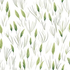 Cute seamless twig pattern, blades of grass nature. Scandinavian style. white background. Abstract Print For Fabric, Packaging Paper