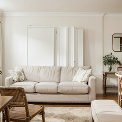 Naklejka premium modern living room with interior design with white sofa
