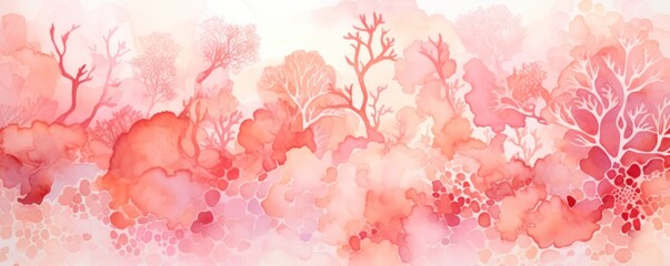 Fototapeta na wymiar Coral abstract watercolor background 