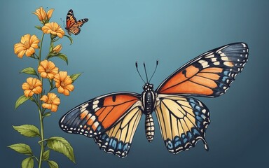 Naklejka premium butterfly on flower