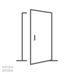 Opened door icon. Simple outline style. Door, open, enter, exit, entrance, front, doorway, house, home interior concept. Thin line symbol. Vector illustration isolated. Editable stroke.