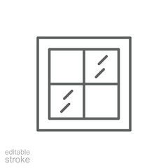 Window icon. Simple outline style. Window frame, construction, room, house, home interior concept. Thin line symbol. Vector illustration isolated. Editable stroke.