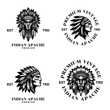 Indian Apache tribe logo icon design
