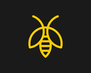 Abstract bee in line art logo