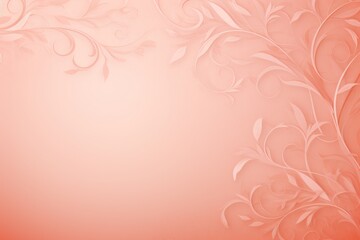 Fototapeta na wymiar Coral soft pastel background parchment with a thin barely noticeable floral ornament background pattern 