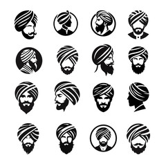 Turban male head logo icon design illustration