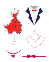 icons dress, jewelry, tie, tuxedo