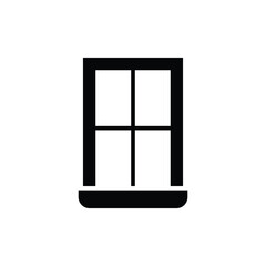 Window icon. Simple solid style. Window frame, square, construction, room, house, home interior concept. Silhouette, glyph symbol. Vector illustration isolated.