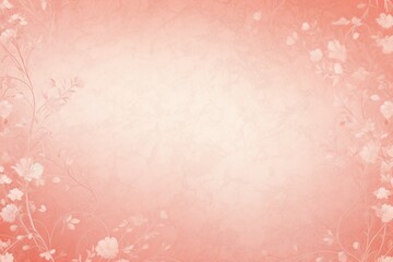 Coral soft pastel background parchment with a thin barely noticeable floral ornament background pattern 