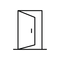 Opened door icon. Simple outline style. Door, open, enter, exit, entrance, house, home interior concept. Thin line symbol. Vector illustration isolated.