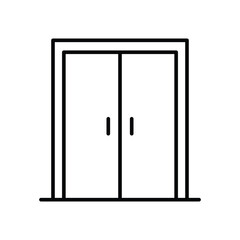 Double doors icon. Simple outline style. Door, close, enter, exit, entrance, front, doorway, house, home interior concept. Thin line symbol. Vector illustration isolated.