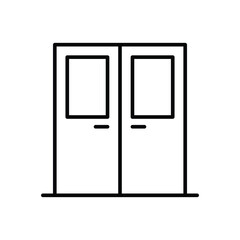 Double door with glass window icon. Simple outline style. Entrance door, hospital, frame, doorway, house, home interior concept. Thin line symbol. Vector illustration isolated.