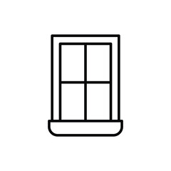 Window icon. Simple outline style. Window frame, square, construction, room, house, home interior concept. Thin line symbol. Vector illustration isolated.