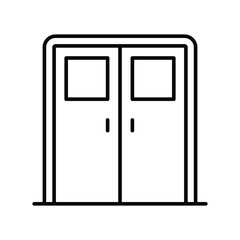 Double door with glass window icon. Simple outline style. Entrance door, hospital, frame, doorway, house, home interior concept. Thin line symbol. Vector illustration isolated.