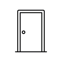 Door icon. Simple outline style. Front door, lock, frame, room, house, home interior concept. Thin line symbol. Vector illustration isolated.