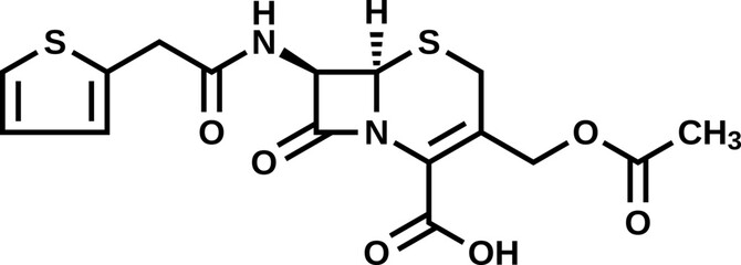 Cefalotin structural formula, vector illustration