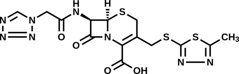 Cefazolin structural formula, vector illustration