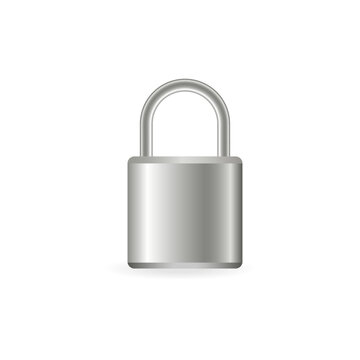 metal padlock. closed padlock silver steel lock