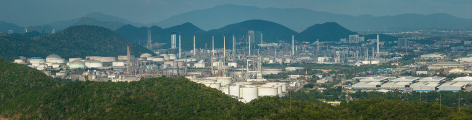 Oil refinery plant industry factory zone, oil and gas petrochemical industrial, oil storage tank...