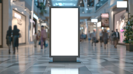 Department store with blank space board for service and product advertisement. Created using generative AI.